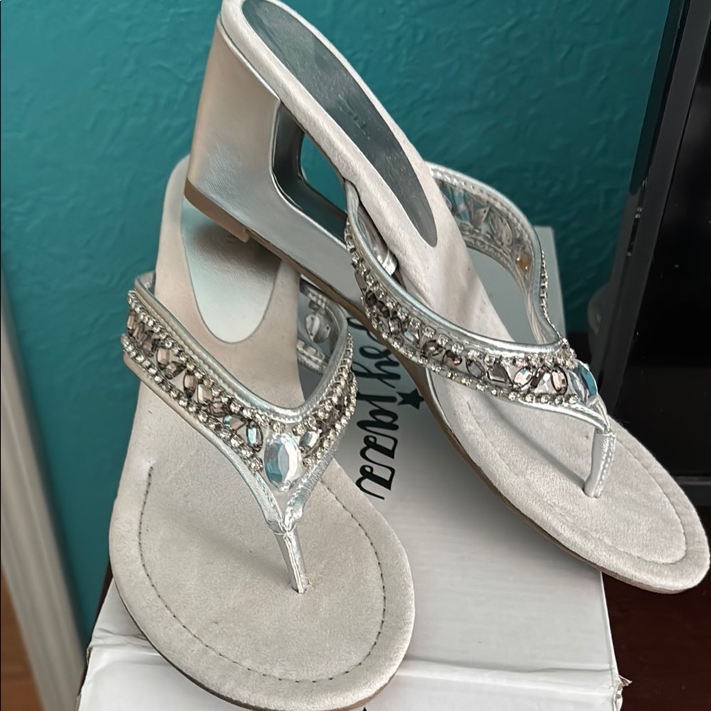 East 5th Silver Rhinestone Sandals